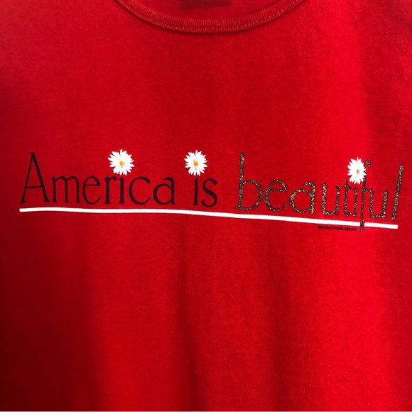 Genuine Sonoma Jean Company Vintage Red AMERICA IS BEAUTIFUL Sleeves Top. Size L - Picture 7 of 9